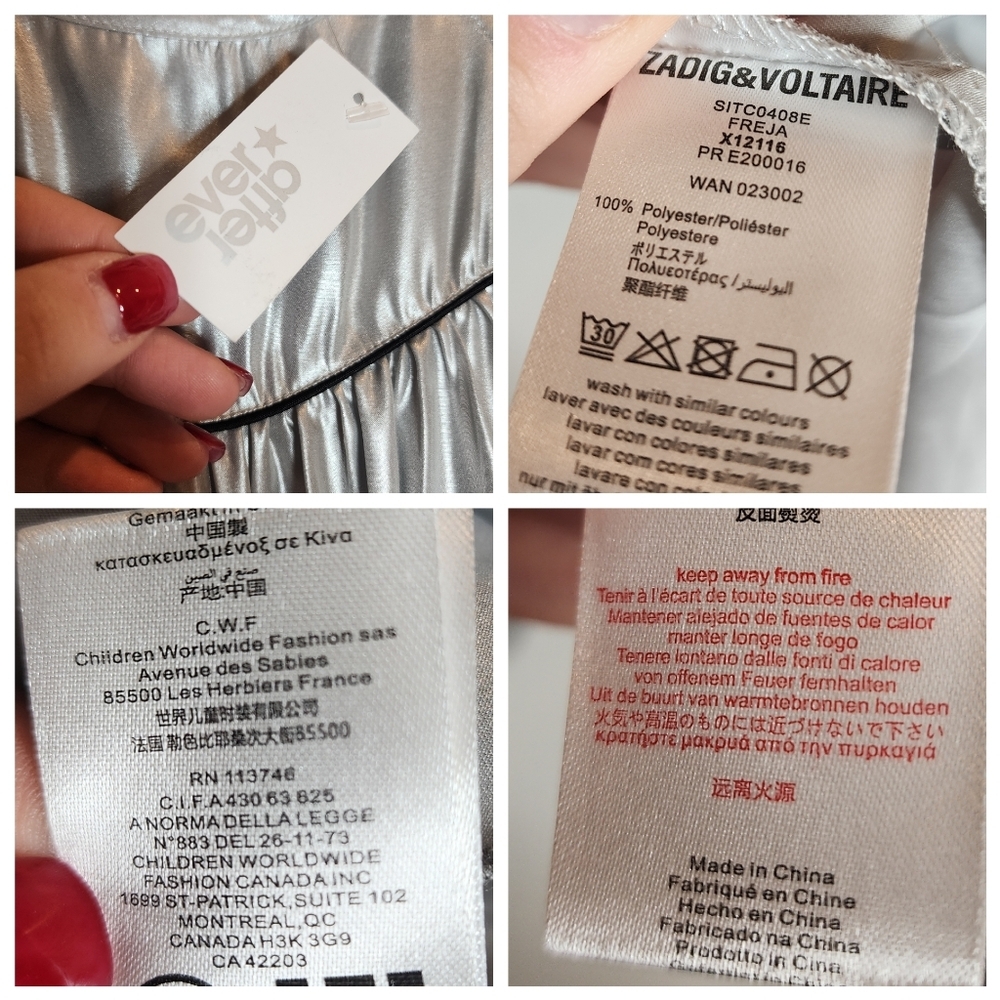 NWT Zadig & Voltaire Girls' Size 14 Freja Silver Metallic Dress Stretch Waist - Picture 16 of 16